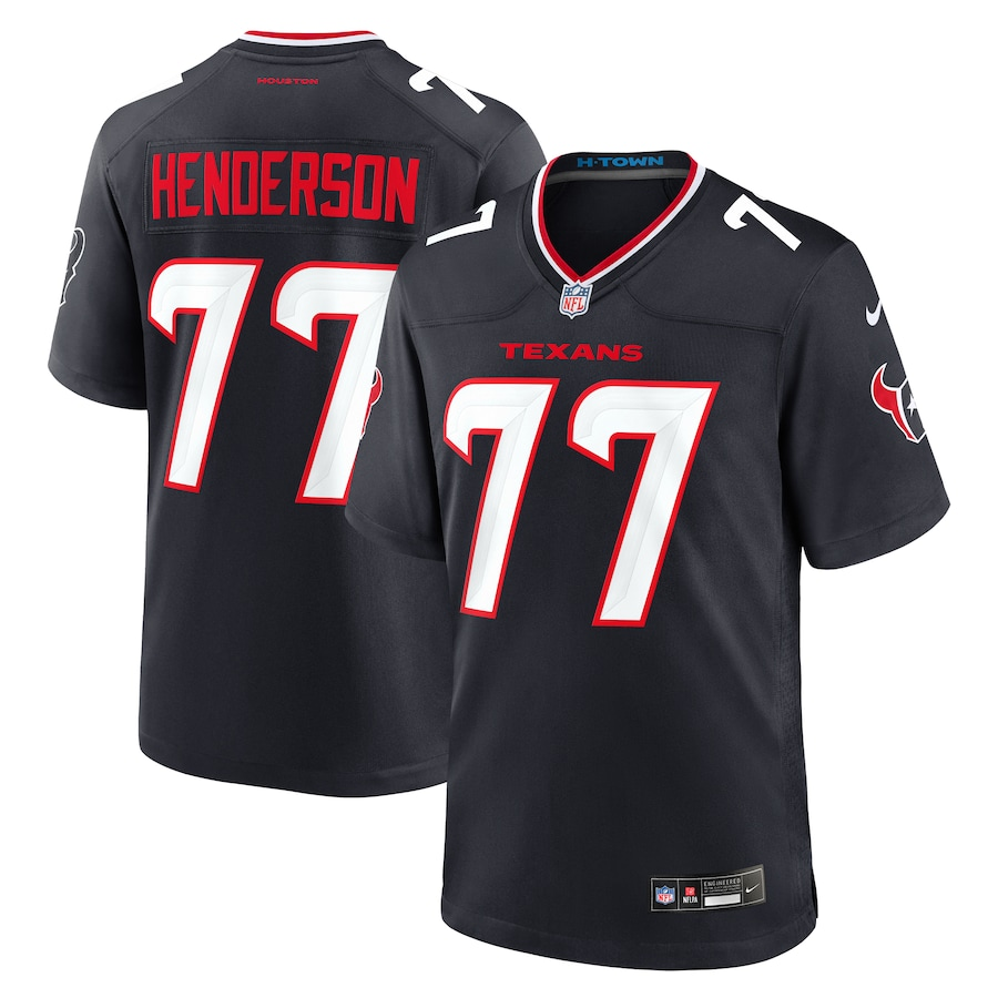 Men's Houston Texans LaDarius Henderson #77 Navy Jersey
